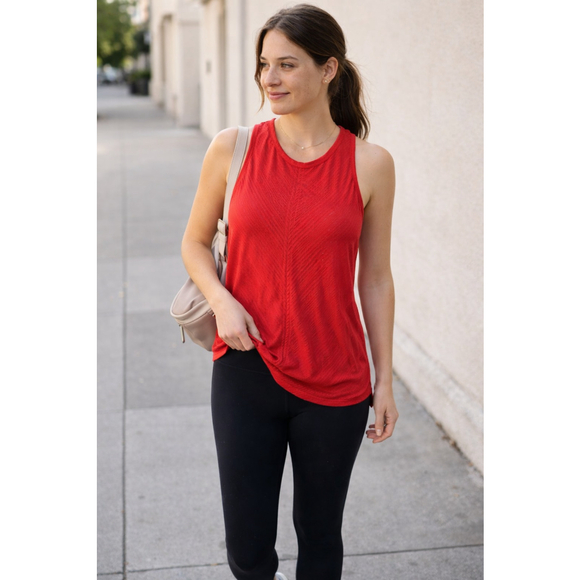 Athleta Tops - Athleta Small Racerback Tank Top Semi Sheer Red Athleisure Activewear